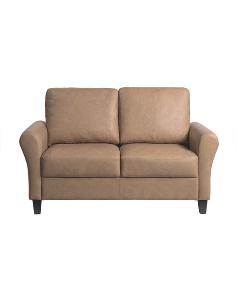 57.9" W Faux Leather Wilshire Loveseat with Rolled Arms