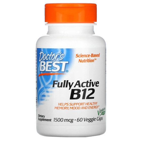 Витамины группы B Doctor's Best Fully Active B12, 1,500 мкг, 180 капсул для веганов