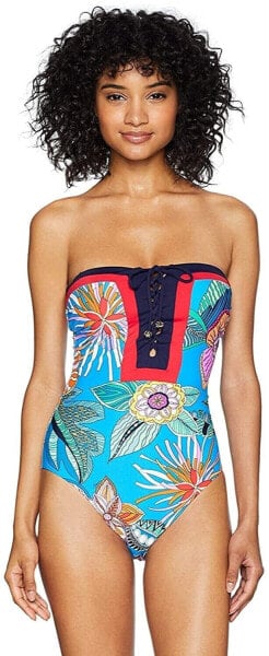 Trina Turk 262006 Women's Lace Front Bandeau One Piece Swimsuit Size 6