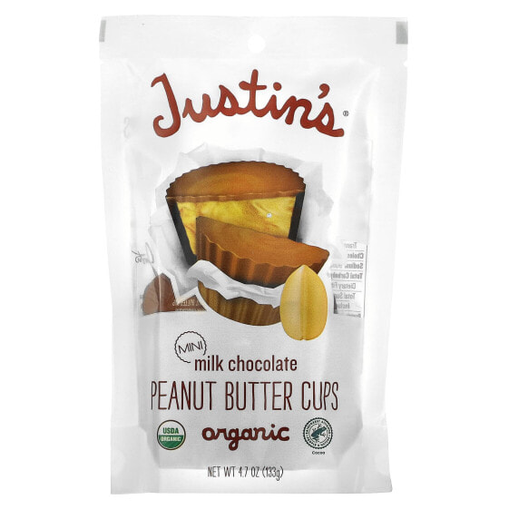 Justin's Nut Butter, Органический молочный шоколад в мини-стаканчиках с арахисовой пастой, 133 г (4,7 унции)