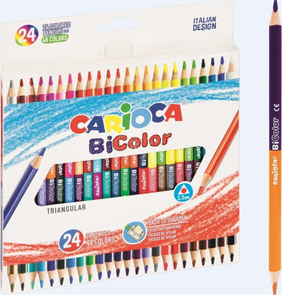 Цветные карандаши треугольные BiColor 24/48 Carioca