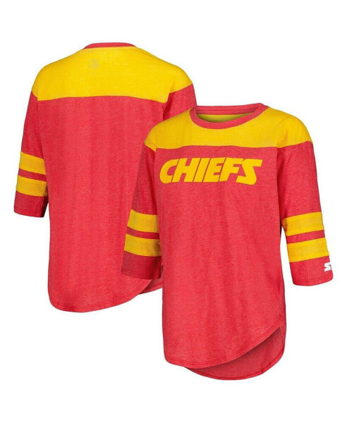 Women's Red Kansas City Chiefs Fullback Tri-Blend 3/4-Sleeve T-Shirt