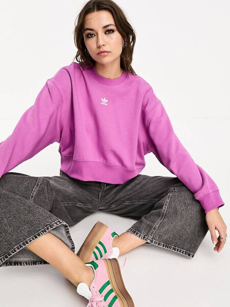 adidas Adicolor Essentials Crew Sweatshirt in Purple