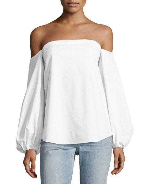 Theory Laureema 151654 off-the-shoulder cotton-blend poplin top sz 00