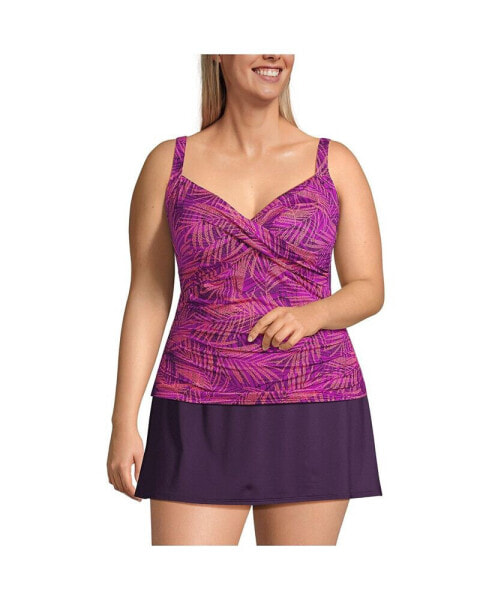 Plus Size Chlorine Resistant Wrap Tankini Swimsuit Top