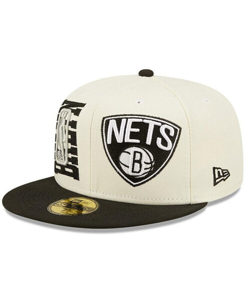 Men's Cream, Black Brooklyn Nets 2022 NBA Draft 59FIFTY Fitted Hat