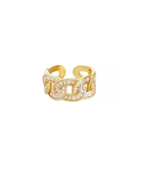 Adjustable Cubic Zirconia 18K Gold Plated Link Ring