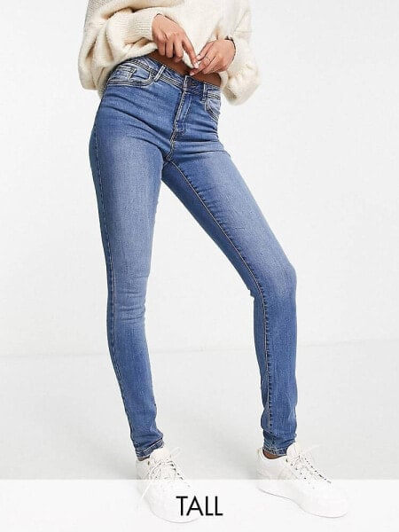 Vero Moda Tall Tanya skinny jeans in mid blue