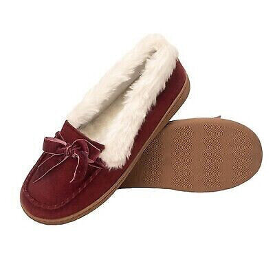 Jessica Simpson Womens Micro-Suede Moccasin with Velvet Bow - Wine/Medium