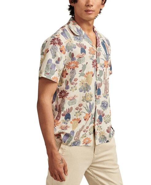 Floral Print Short Sleeve Camp Collar