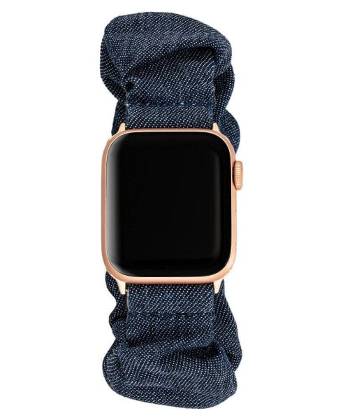 Women's Dark Blue Demin Scrunchie Band Compatible with 42/44/45/Ultra/Ultra 2 Apple Watch