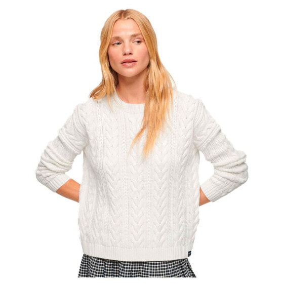 SUPERDRY Dropped Shoulder Cable Crew Neck Sweater