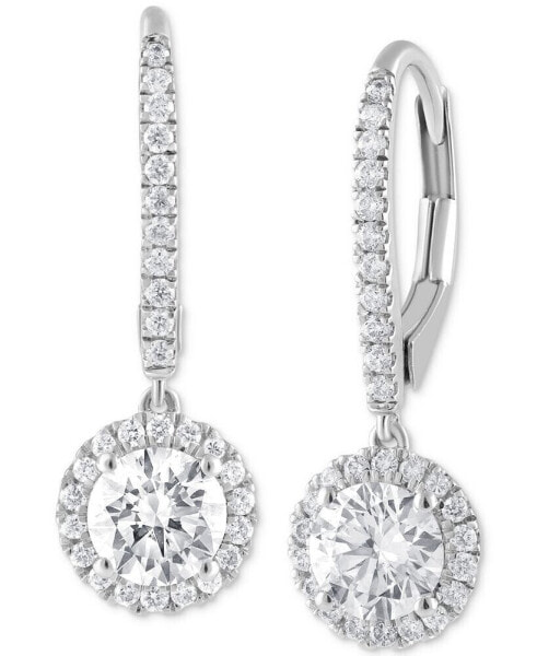 Lab Grown Diamond Halo Drop Earrings (1-1/4 ct. t.w.) in 14k White, Yellow or Rose Gold
