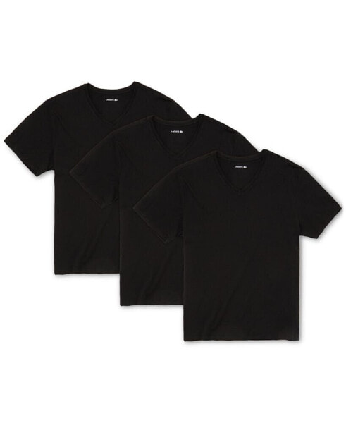 Men's Essential Cotton V-Neck Lounge Regular Fit Undershirts Set, 3-Piece