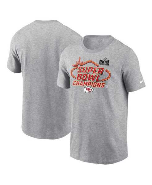 Men's Heather Gray Kansas City Chiefs Super Bowl LVIII Champions Locker Room Trophy Collection Tall T-shirt