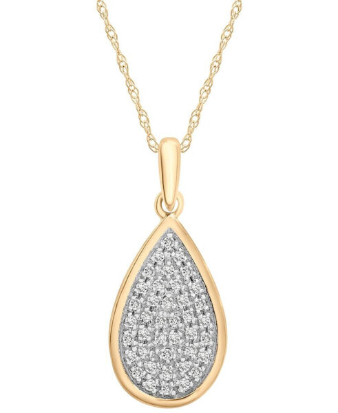 Diamond Pavé Teardrop 18" Pendant Necklace (1/6 ct. t.w.) in 10k Gold