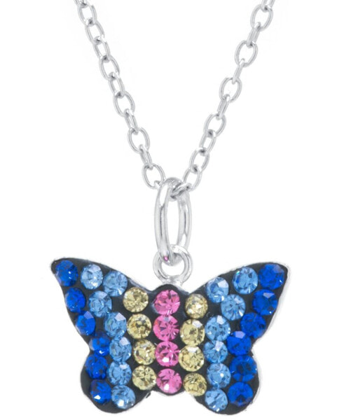 Giani Bernini multicolor Pave Crystal Butterfly Pendant With 18" Chain set in Sterling Silver