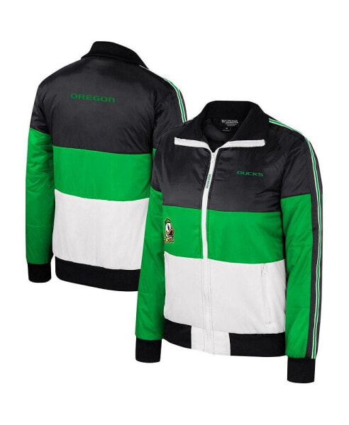 Women's Green Oregon Ducks Color-Block Puffer Full-Zip Jacket