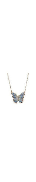 2028 enamel Crystal Blue Butterfly Necklace