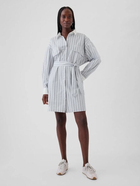 Organic Cotton Striped Mini Shirtdress