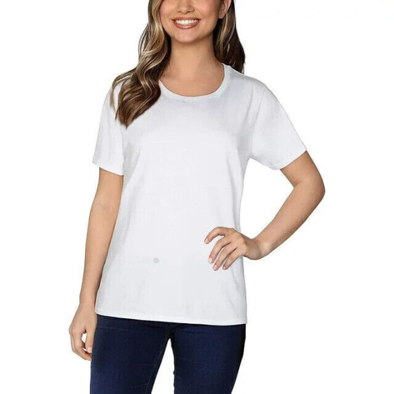 Fruit of the Loom T-Shirt Women's Medium White Ice Crafted Comfort Crew Neck