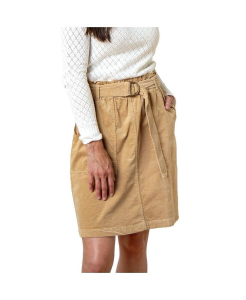 Women's Organic Corduroy Belted Cinch Waist Skirt