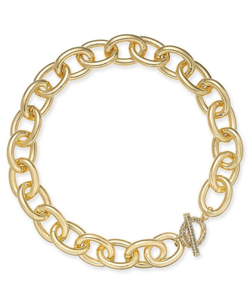 I.N.C. International Concepts gold-Tone Pavé Toggle Chain-Link 18" Collar Necklace, Created for Macy's