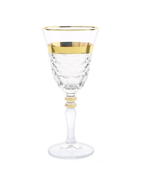 Water Glasses with Gold-Tone Cut Crystal Detail, Set of 6