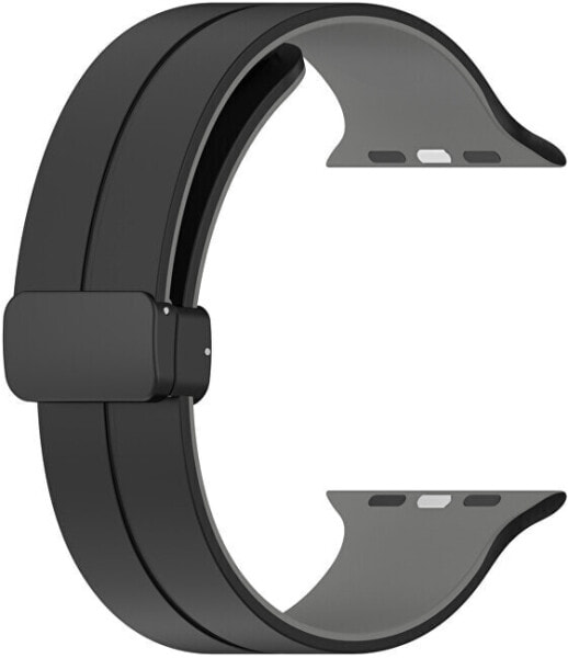 Silikonový řemínek s magnetickou sponou pro Apple Watch 38/40/41 mm - Black/Grey