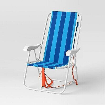 Outdoor Portable Backpack Chair Wide Stripe - Blue - Sun Squad
