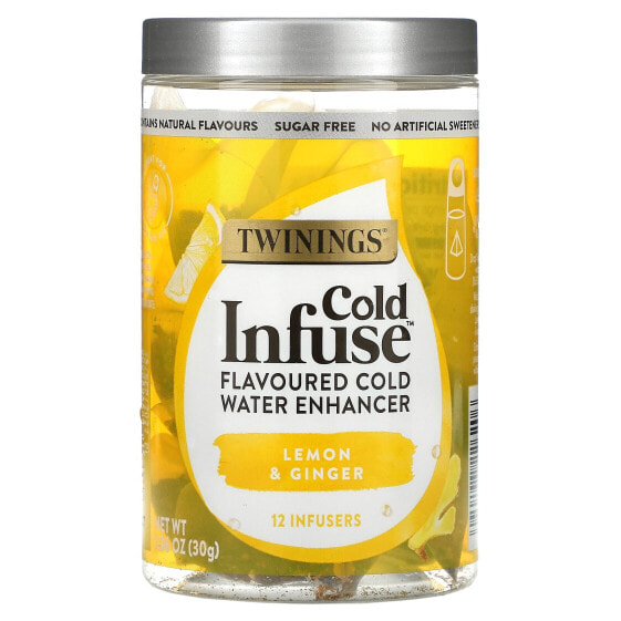 Cold Infuse, Flavoured Cold Water Enhancer, Lemon & Ginger, 12 Infusers, 1.06 oz (30 g)