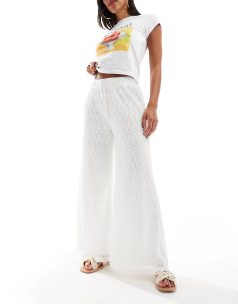 Closet London wide leg textured trousers in ivory