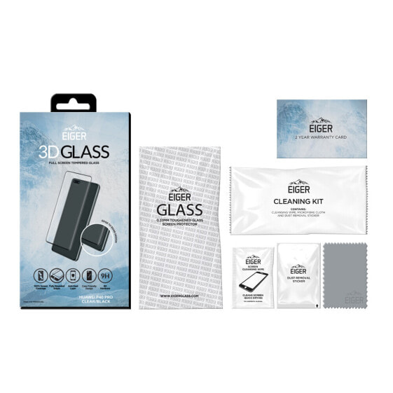 Защитная пленка Eiger 3D GLASS для Huawei P40 Pro/P40 Pro+ - против пыли и царапин - черная - прозрачная 1 шт