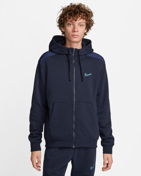 MENS Nike Blue Sportswear Fleece Fz Hoodie Bb Hoodie Sweatshirt