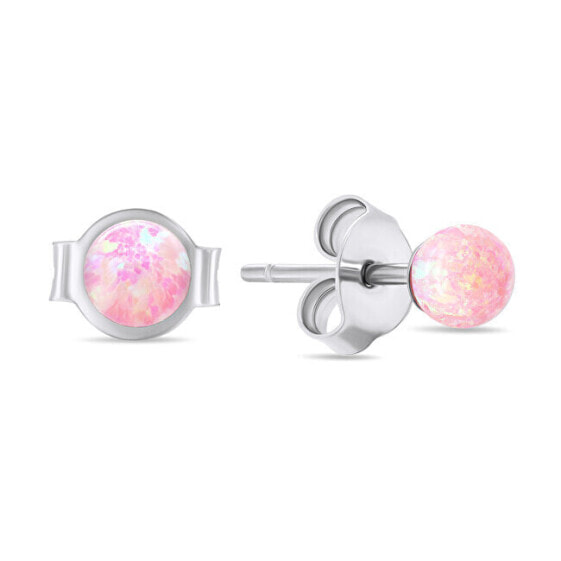 Fine silver stones with pink synthetic opals EA625WP