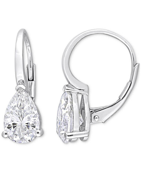 Moissanite Pear Shape Leverback Earrings (3 ct. t.w.) in Sterling Silver