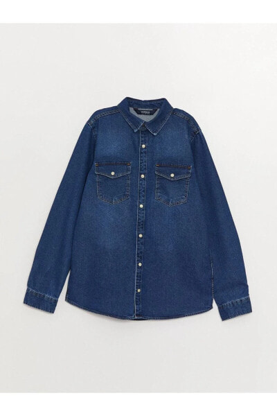 LCW Kids Basic Uzun Kollu Erkek Çocuk Jean Gömlek