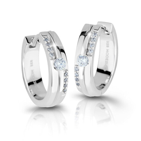 Glittering silver earrings with zircons M26021