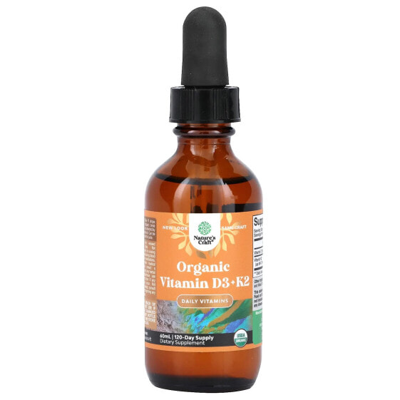 Organic Vitamin D3 + K2 Drops, Alcohol-Free, 60 ml