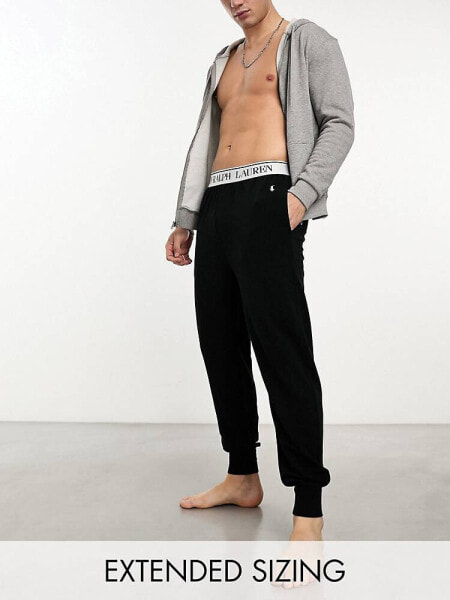 Polo Ralph Lauren lounge joggers in black with logo waistband