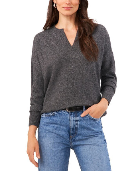 Women's Dropped-Shoulder V-Neck Sweater