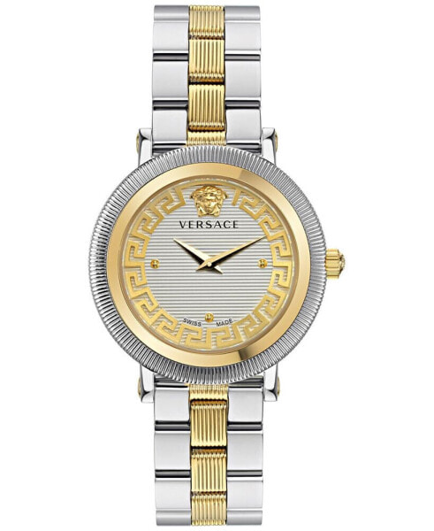 Women's Swiss Greca Flourish Two-Tone Stainless Steel Bracelet Watch 35mm