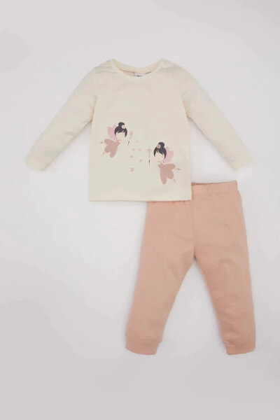 Детский пижамный комплект defacto Комплект пижамы из трикотажа с длинным рукавом для девочек