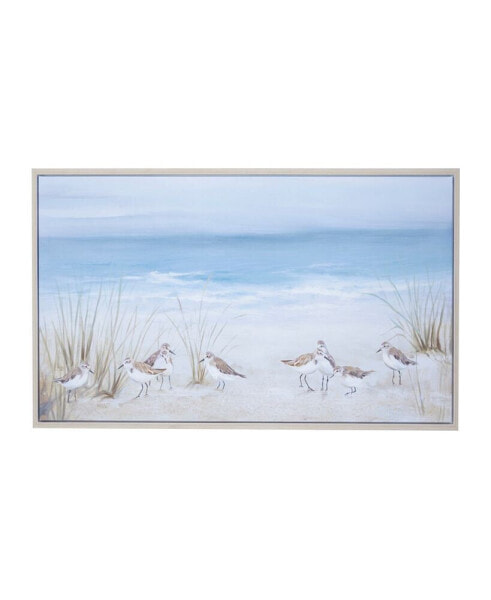 Canvas Bird Framed Wall Art with Silver-Tone Frame, 55" x 2" x 27"