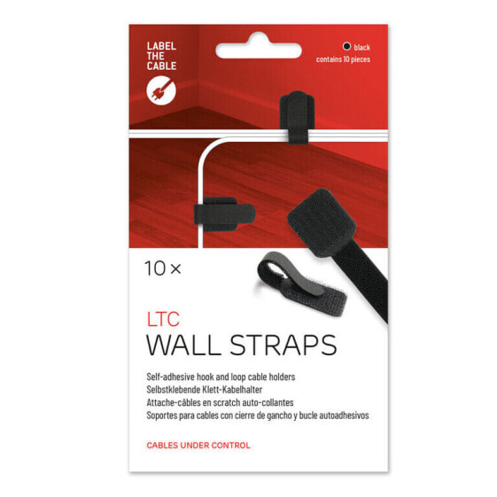 LABEL THE CABLE Wall Klettkabelhalter 10er Set - schwarz