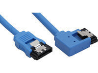 InLine SATA 6Gb/s Round Cable blue left angled 90° with latches 0.5m