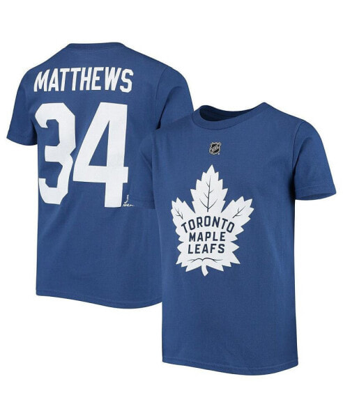Big Boys Auston Matthews Blue Toronto Maple Leafs Player Name and Number T-shirt
