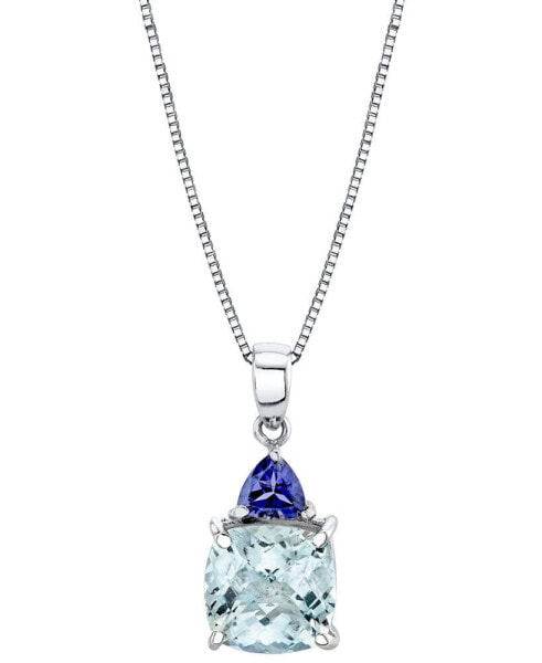 Macy's aquamarine (3-1/2 ct. t.w.) & Iolite (3/8 ct. t.w.) 18" Pendant Necklace in Sterling Silver