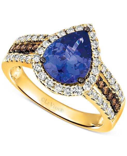 Blueberry Tanzanite (2 ct. t.w.) & Diamond (5/8 ct. t.w.) Ring in 14k White Gold (Also available in 14K Rose Gold and 14K Gold)