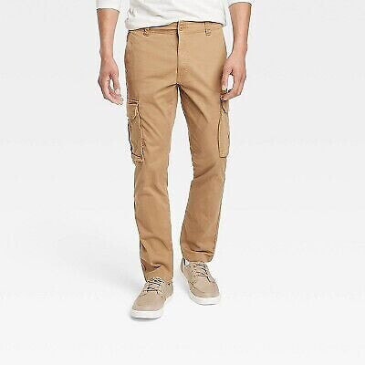 Men's Regular Fit Straight Cargo Pants - Goodfellow & Co Brown 40x32
